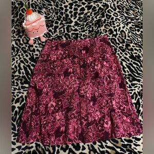 attention Floral A-Line Skirt in Berry and Magenta
